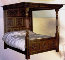   Hand Carved Oak Four Poster Bed